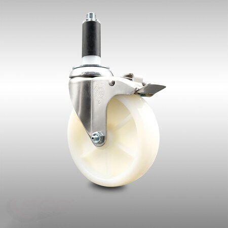 Service Caster 5 Inch 316SS Nylon Wheel Swivel 1 Inch Expanding Stem Caster Lock Brake SCC SCC-SS316TTLEX20S514-NYS-1